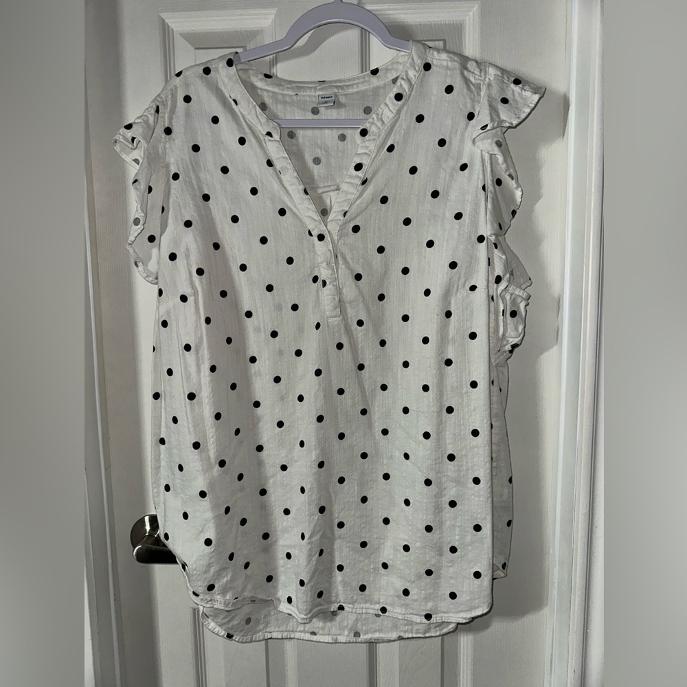 Old Navy Black and White Polka Dot Blouse